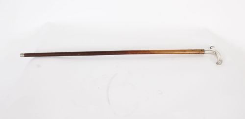 ANTIQUE CONTINETAL SILVER EBONIZED WALKING CANE STICK LATE 19TH C - ADDITIONAL PHOTO 5