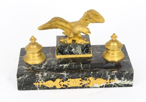 fig 2. Antique French Ormolu & Marble Double Encrier Inkstand Standish 19th C