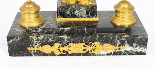 fig 3. Antique French Ormolu & Marble Double Encrier Inkstand Standish 19th C