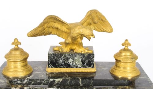 fig 5. Antique French Ormolu & Marble Double Encrier Inkstand Standish 19th C