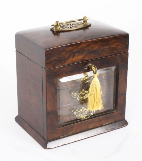 fig 3. Antique English Victorian Burr Walnut Jewellery casket 19th C