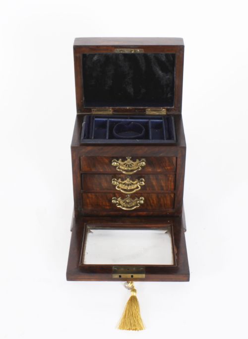 fig 4. Antique English Victorian Burr Walnut Jewellery casket 19th C
