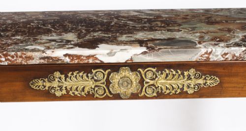 fig 6. Antique Pair French Empire Ormolu Mounted Flame Mahogany Console Tables 19th C