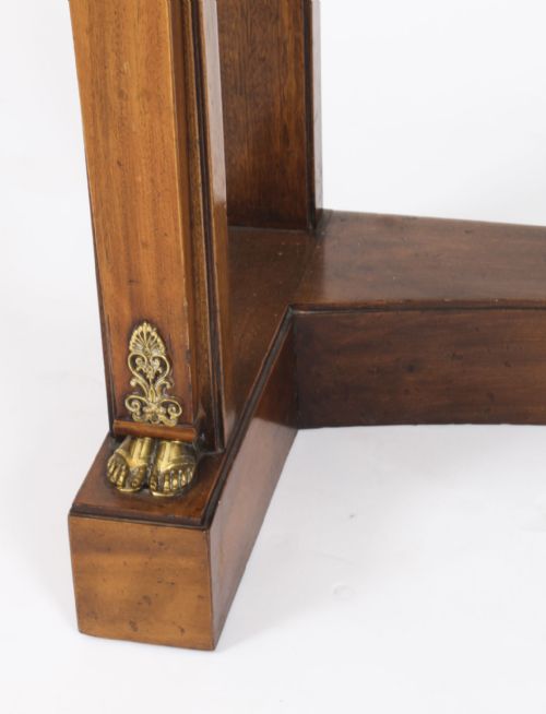fig 8. Antique Pair French Empire Ormolu Mounted Flame Mahogany Console Tables 19th C
