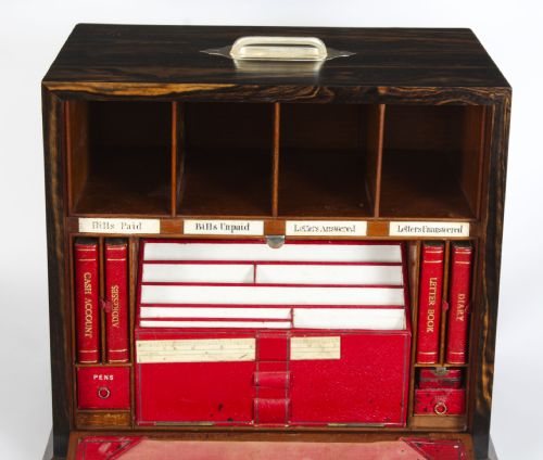 ANTIQUE COROMANDEL WRITING STATIONARY CABINET BY HOUGHTON AND GUNN DATED 1878 - ADDITIONAL PHOTO 7