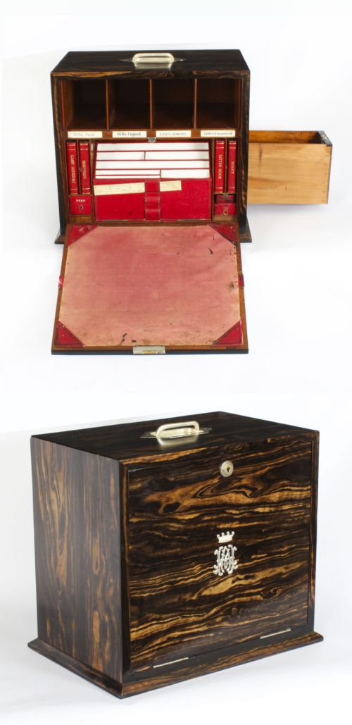 ANTIQUE COROMANDEL WRITING STATIONARY CABINET BY HOUGHTON AND GUNN DATED 1878 - ADDITIONAL PHOTO 20