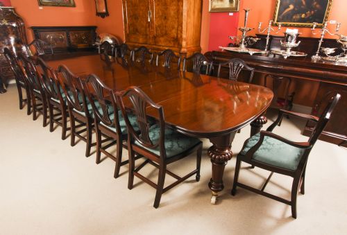 fig 1. Antique William IV 13 ft Flame Mahogany Extending Dining Table 19th C