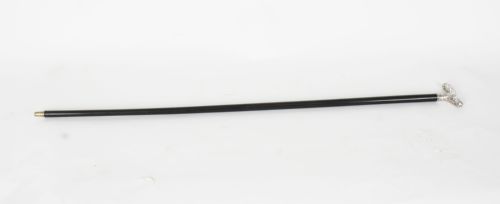 fig 1. Antique Walking Cane Stick Silver Handle 19th C