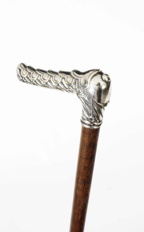fig 1. Antique French Silver Capped Saddle & Stirrup Walking Stick Cane 19th Century