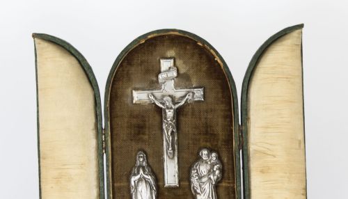 fig 2. Antique French Silver Communion Set Corpus Christi Mary & Joseph 19th C