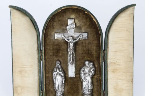fig 3. Antique French Silver Communion Set Corpus Christi Mary & Joseph 19th C