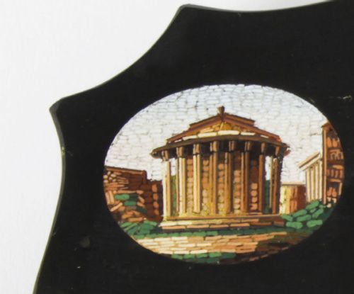 fig 3. Antique Roman Grand Tour Micromosaic Marble Desk Weight 19th Century
