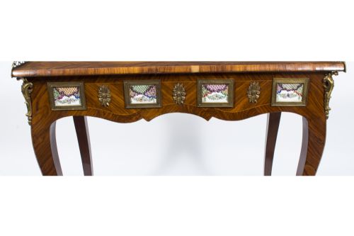 ANTIQUE FRENCH WRITING SIDE TABLE PORCELAIN PLAQUES C1780 - ADDITIONAL PHOTO 5