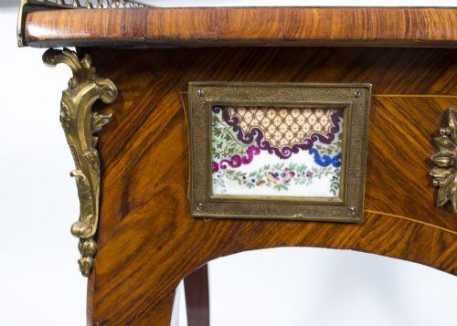 ANTIQUE FRENCH WRITING SIDE TABLE PORCELAIN PLAQUES C1780 - ADDITIONAL PHOTO 6