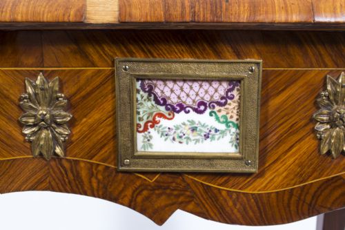ANTIQUE FRENCH WRITING SIDE TABLE PORCELAIN PLAQUES C1780 - ADDITIONAL PHOTO 8