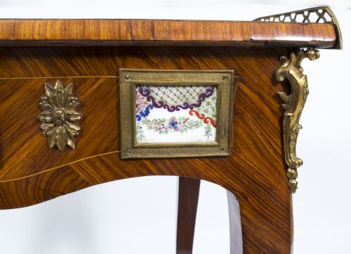 ANTIQUE FRENCH WRITING SIDE TABLE PORCELAIN PLAQUES C1780 - ADDITIONAL PHOTO 9