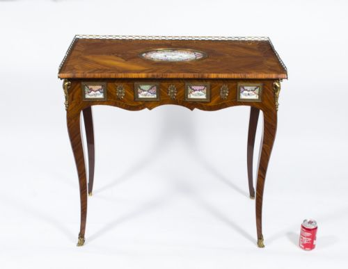 ANTIQUE FRENCH WRITING SIDE TABLE PORCELAIN PLAQUES C1780 - ADDITIONAL PHOTO 19