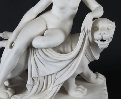 fig 3. Antique Pair of Minton Parian Porcelain Figure Sculpture Groups Lamps, 19th C