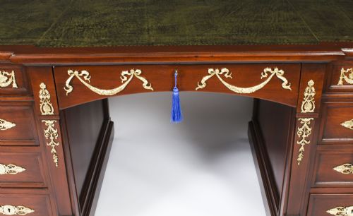 fig 2. Antique French Empire Revival Ormolu Mounted Partners Desk 19th C