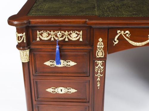 fig 3. Antique French Empire Revival Ormolu Mounted Partners Desk 19th C