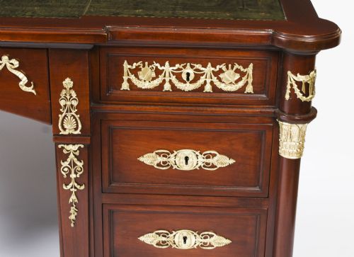 fig 4. Antique French Empire Revival Ormolu Mounted Partners Desk 19th C