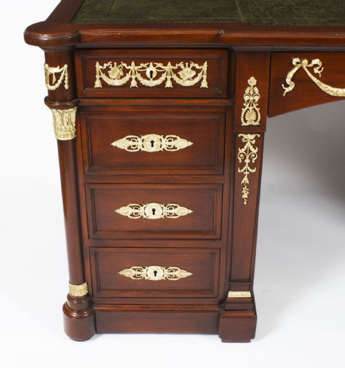 fig 8. Antique French Empire Revival Ormolu Mounted Partners Desk 19th C