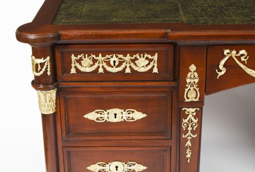 fig 9. Antique French Empire Revival Ormolu Mounted Partners Desk 19th C