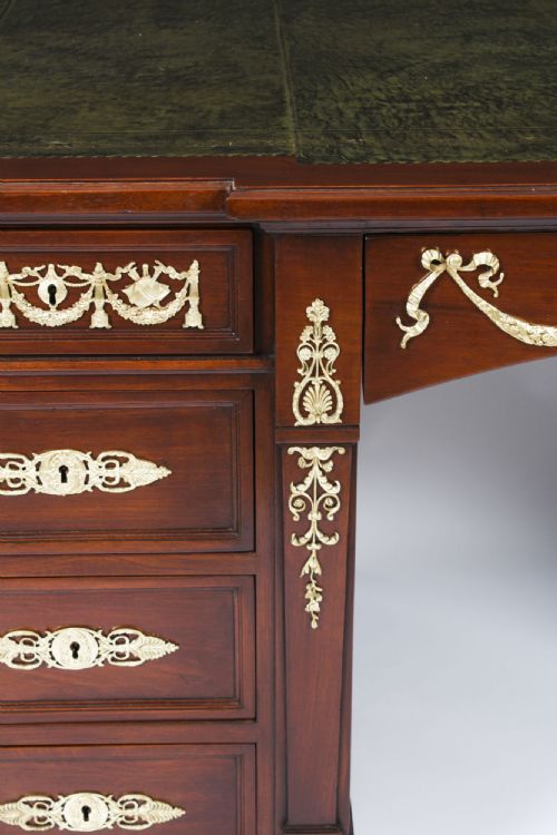 fig 10. Antique French Empire Revival Ormolu Mounted Partners Desk 19th C