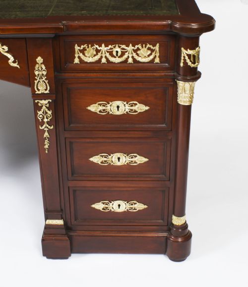 fig 11. Antique French Empire Revival Ormolu Mounted Partners Desk 19th C