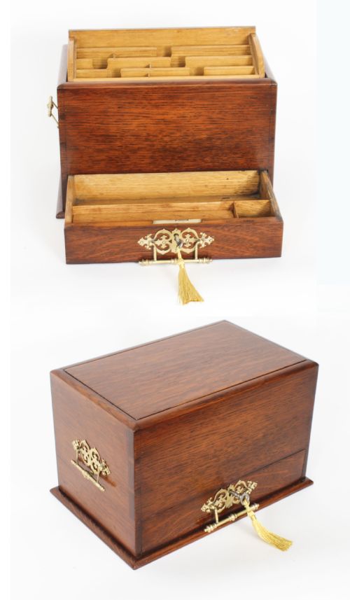 fig 1. Antique Edwardian Oak stationery cabinet C1900