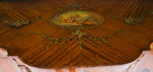 ANTIQUE VICTORIAN FLORAL PAINTED SATIN WOOD CABINET SIDEBOARD 19TH C - ADDITIONAL PHOTO 8