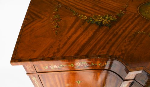 ANTIQUE VICTORIAN FLORAL PAINTED SATIN WOOD CABINET SIDEBOARD 19TH C - ADDITIONAL PHOTO 11