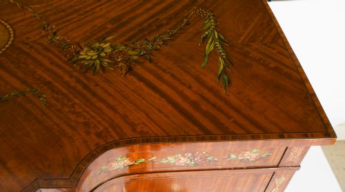 ANTIQUE VICTORIAN FLORAL PAINTED SATIN WOOD CABINET SIDEBOARD 19TH C - ADDITIONAL PHOTO 12