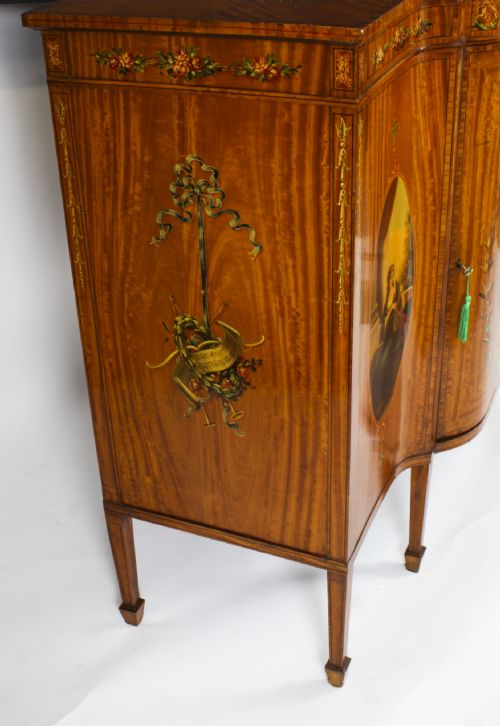 ANTIQUE VICTORIAN FLORAL PAINTED SATIN WOOD CABINET SIDEBOARD 19TH C - ADDITIONAL PHOTO 15