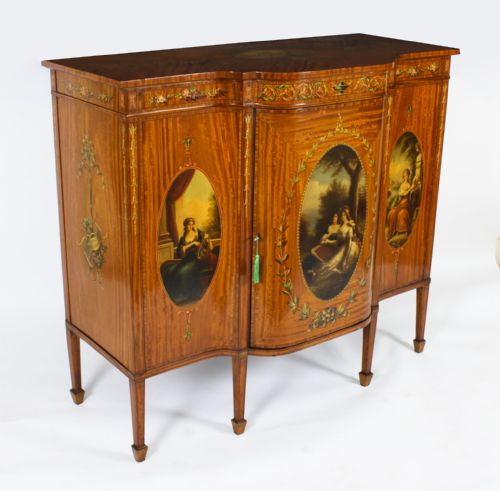 ANTIQUE VICTORIAN FLORAL PAINTED SATIN WOOD CABINET SIDEBOARD 19TH C - ADDITIONAL PHOTO 19
