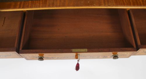 ANTIQUE EDWARDIAN SATIN WOOD FLORAL PAINTED CARLTON HOUSE WRITING DESK C 1900 - ADDITIONAL PHOTO 11