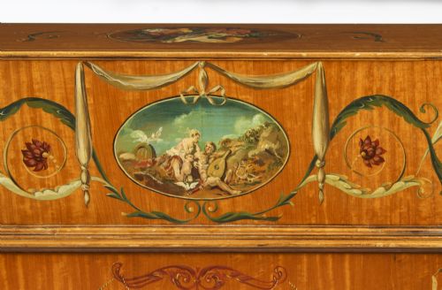 ANTIQUE EDWARDIAN SATIN WOOD FLORAL PAINTED CARLTON HOUSE WRITING DESK C 1900 - ADDITIONAL PHOTO 17