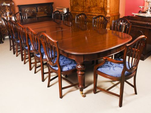 fig 2. Antique 12ft Victorian Flame Mahogany Extending Dining Table 19th C