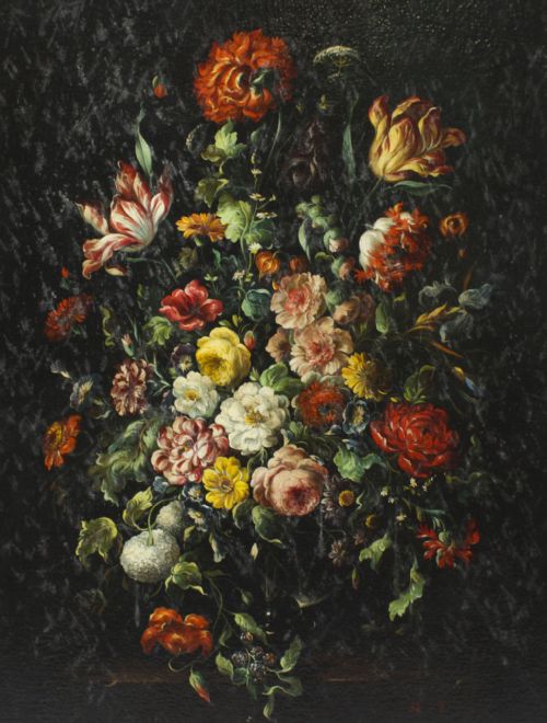fig 1. Antique Pair Large Still Life Oil Paintings Continental School 19th C 131x107cm