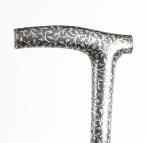 fig 1. Antique Continental Silver Niello Walking Stick Cane C1880 91cm 36 inche