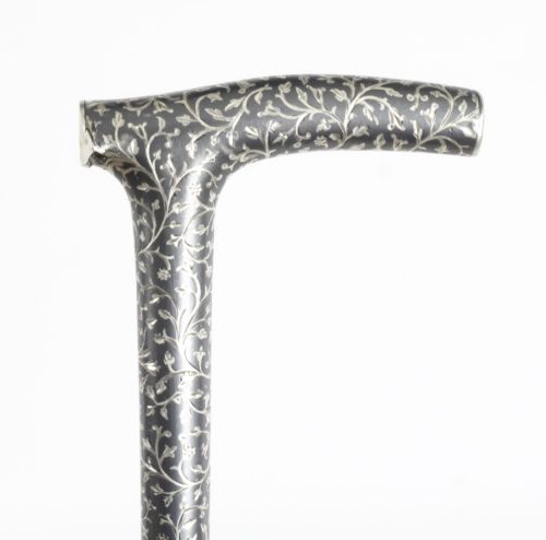 fig 4. Antique Continental Silver Niello Walking Stick Cane C1880 91cm 36 inche