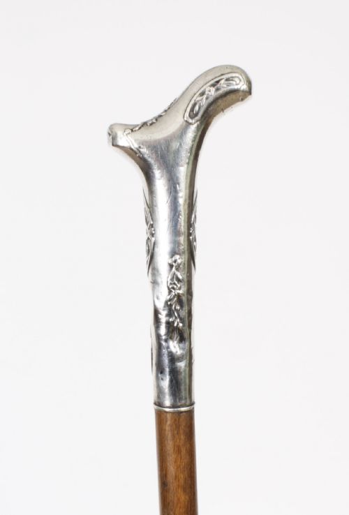 fig 1. Antique Silver Malacca Walking Cane Swagger Stick Late 19th C 91cm/36inch