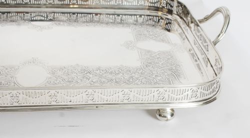 fig 1. Antique Edwardian Silver Plated Gallery Tray 19th Century
