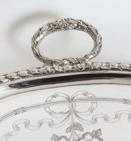 ANTIQUE LARGE VICTORIAN NEO CLASSICAL SILVER PLATED BUTLERS TRAY CIRCA 1870 - ADDITIONAL PHOTO 5
