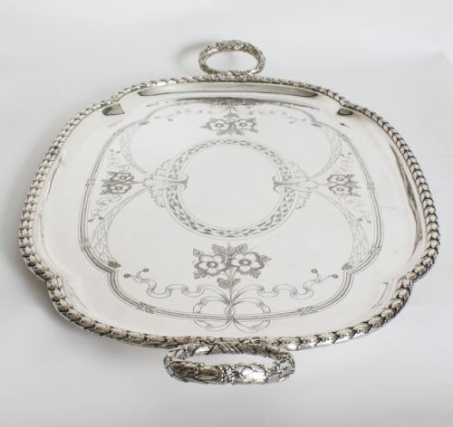 ANTIQUE LARGE VICTORIAN NEO CLASSICAL SILVER PLATED BUTLERS TRAY CIRCA 1870 - ADDITIONAL PHOTO 7
