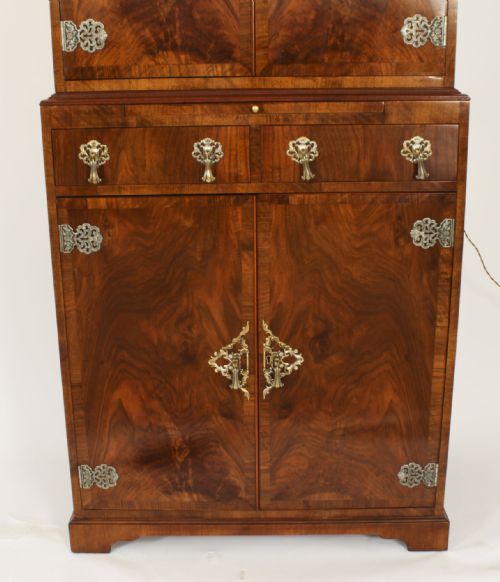 fig 6. Antique English Ormolu Mounted Burr Walnut Cocktail Cabinet Circa 1920