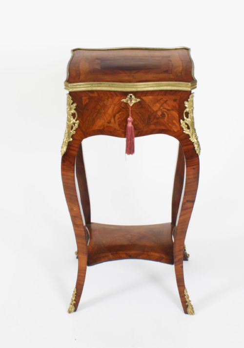 fig 1. Antique French Parquetry & Marquetry Occasional Table Casket 19th C