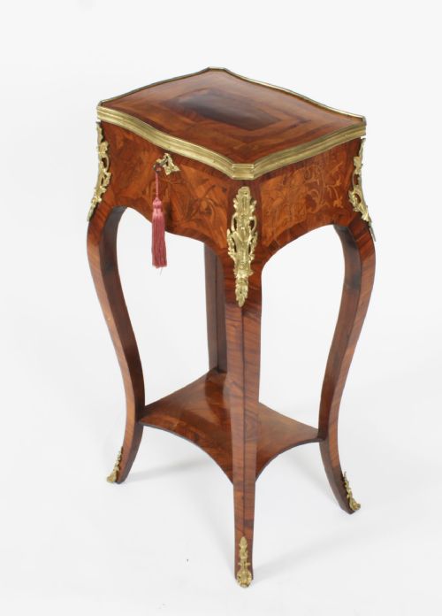 fig 2. Antique French Parquetry & Marquetry Occasional Table Casket 19th C