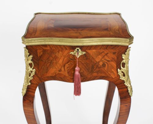 fig 4. Antique French Parquetry & Marquetry Occasional Table Casket 19th C