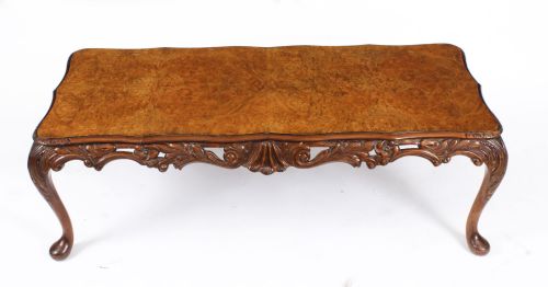 fig 1. Antique Queen Anne Revival Burr Walnut Coffee Table c.1920